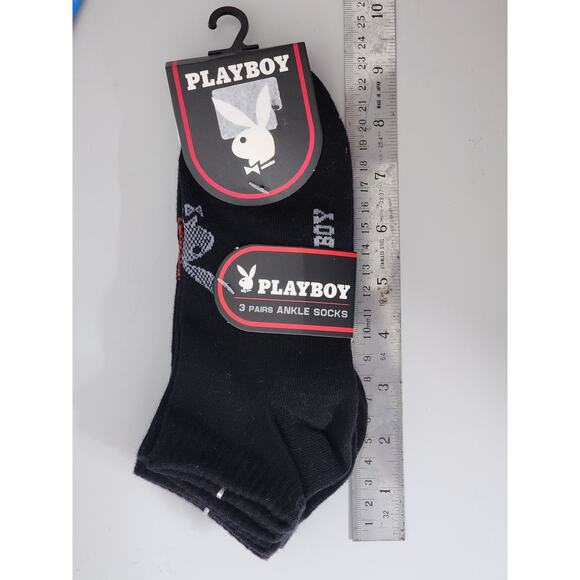 3 Pairs Playboy Ankle Socks Black Purple Red Gray Bunny Rabbit Unisex Men WOMEN - Picture 7 of 7